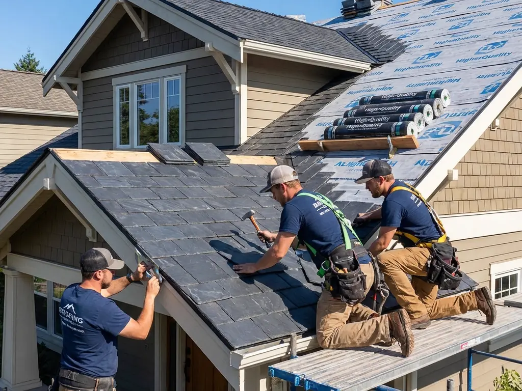 Professional roofing team showing commitment to excellence